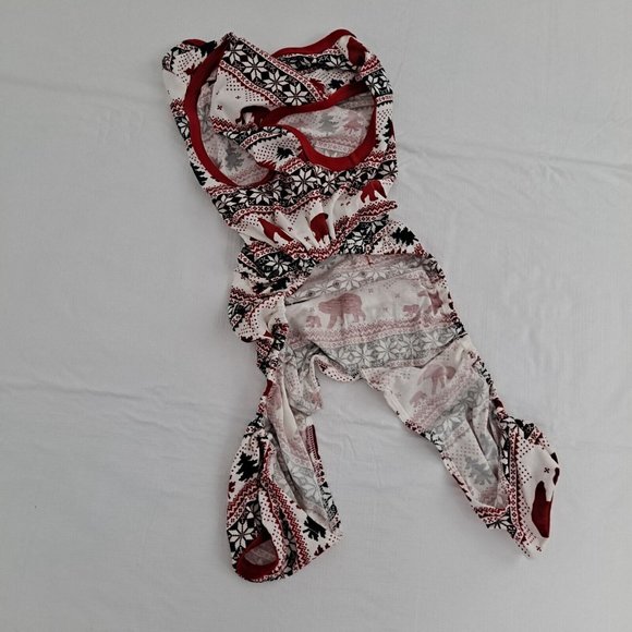 Dog Pajamas Pj's Winter Polar Bear Snowflake Tree Pattern Red Black White Large - Picture 2 of 5